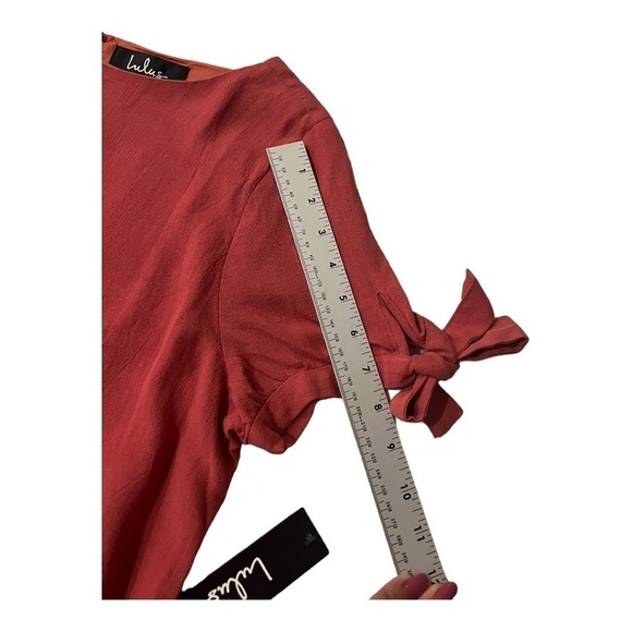 Lulus Orange Linen Rayon Button Back Dress Medium - Picture 12 of 12